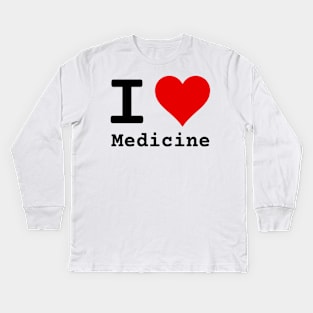 I Love Medicine | Stylized Heart Logo White Kids Long Sleeve T-Shirt